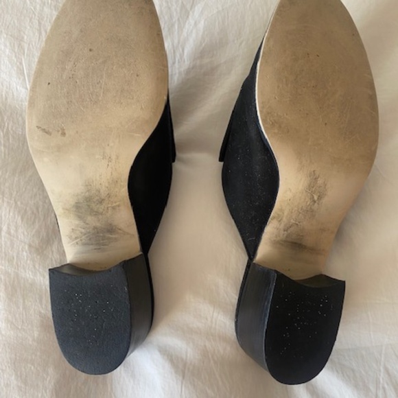 Enzo Black Suede Slides/Mules with Tuxedo Bow SIZE: 8.5 - Picture 5 of 7